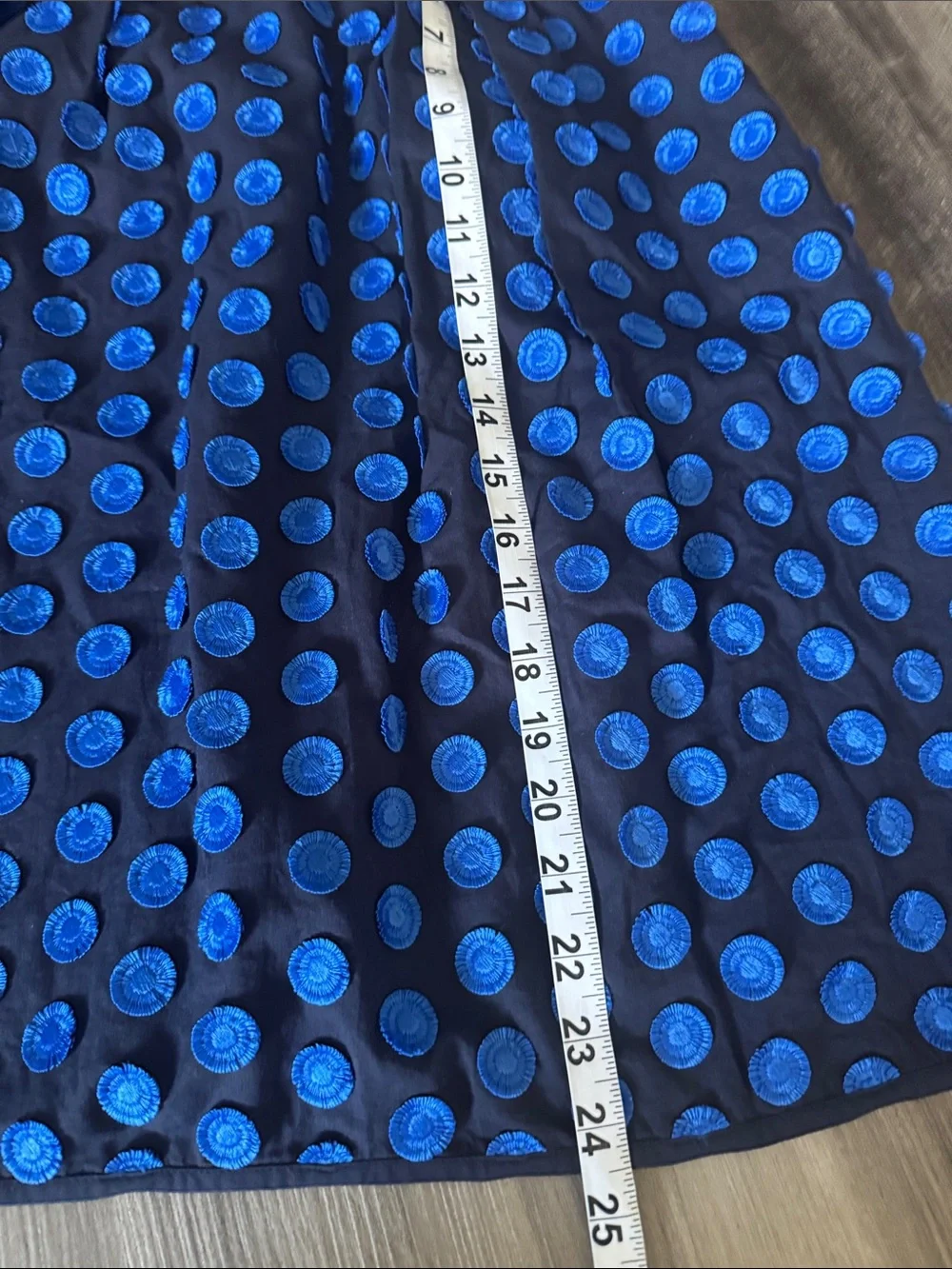 J.Crew Embroidered Polka Dot Midi Skirt Navy Blue Royal Blue Dots 0 petite